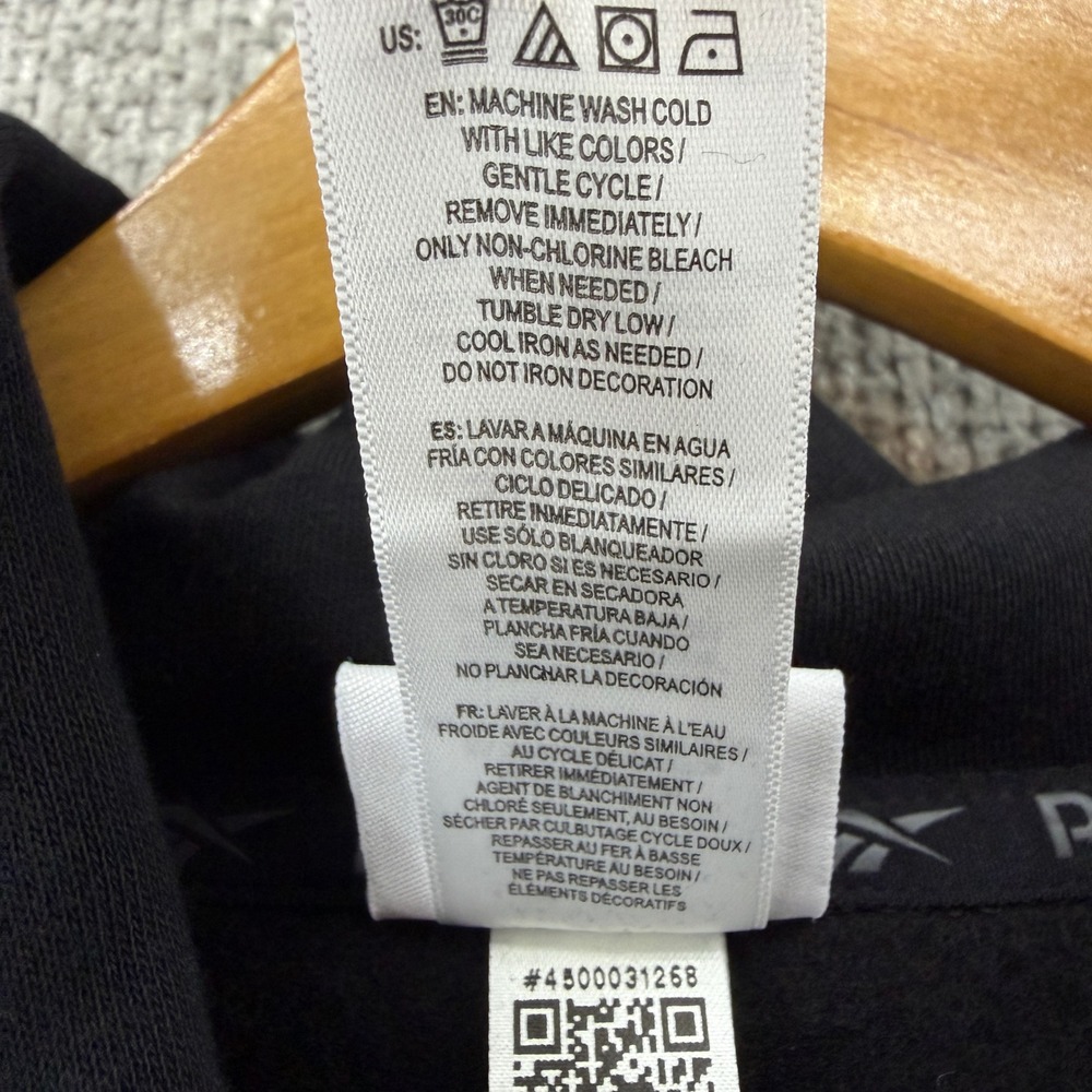 Reebok Patent‎ Hoodie Mens S Black Fleece Pullover Hand Pocket Active Outdoor - Picture 5 of 11